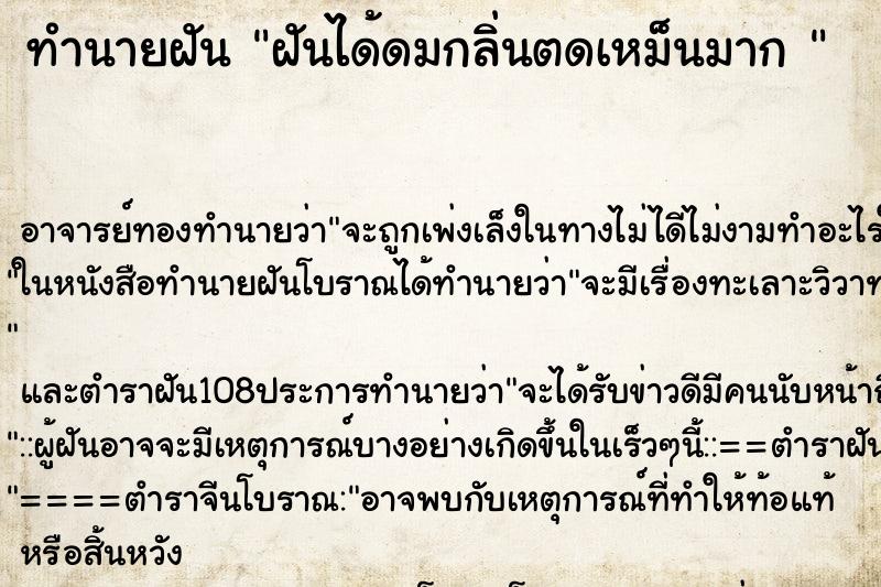 ทำนายฝัน ฝันได้ดมกลิ่นตดเหม็นมาก 